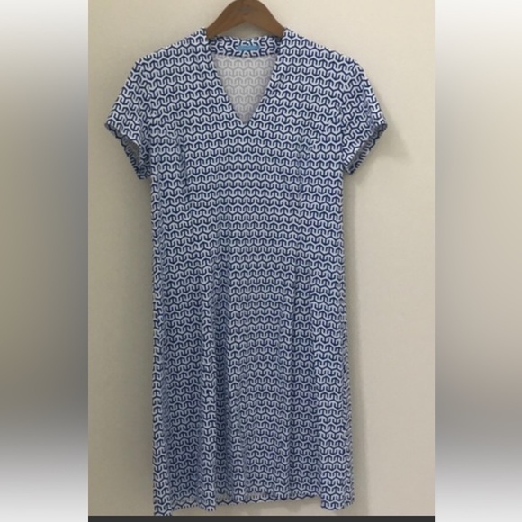 J. McLaughlin Dresses & Skirts - JMc Laughlin Ivana dress blue white geometric print dress Excellent condition M